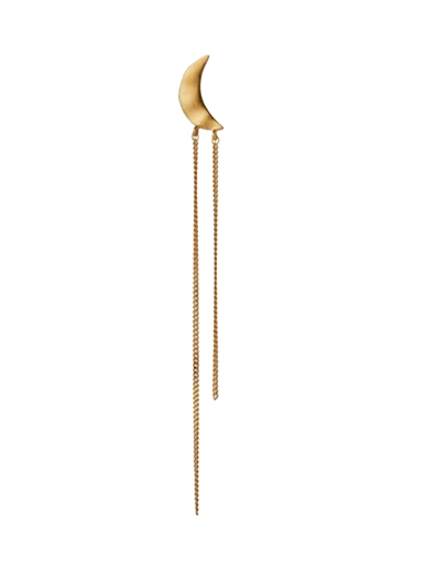Bella Moon Earring with Long Chains Single Ørering - Guldfarvet